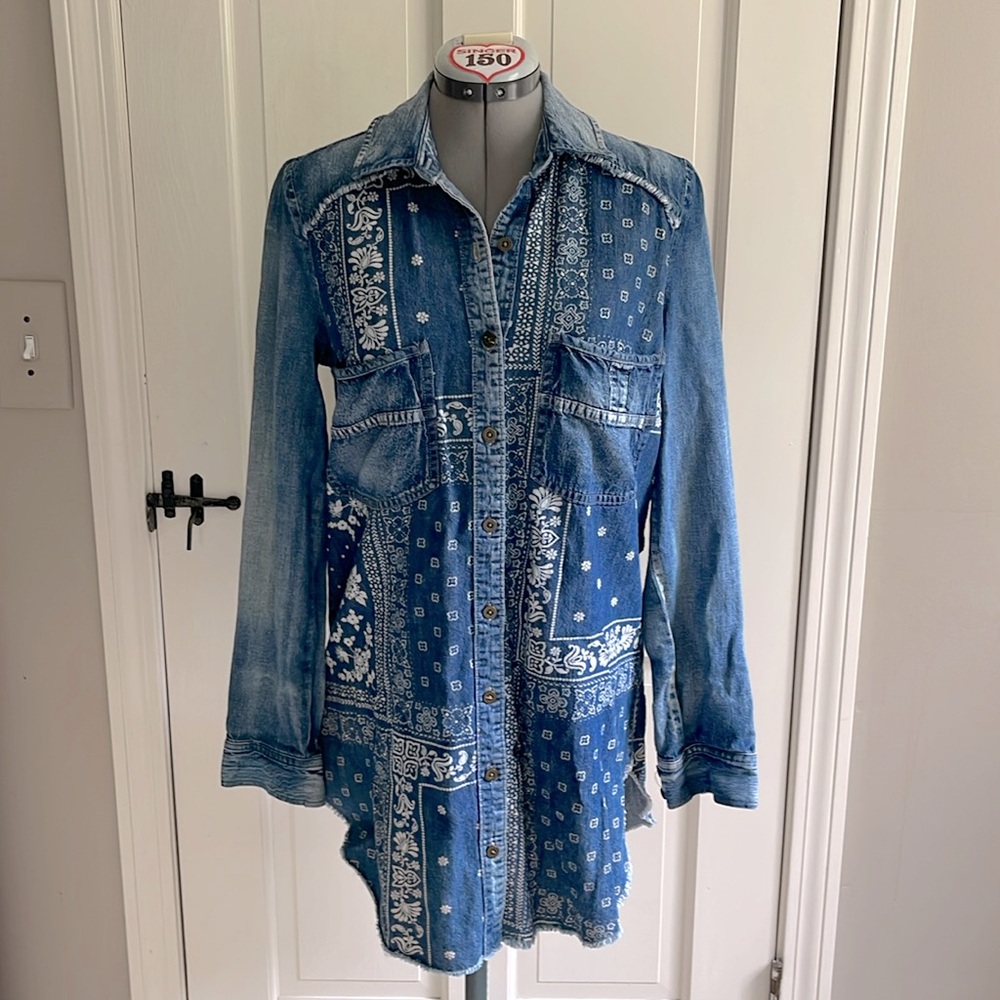 Free People Long Button Down Shirt
